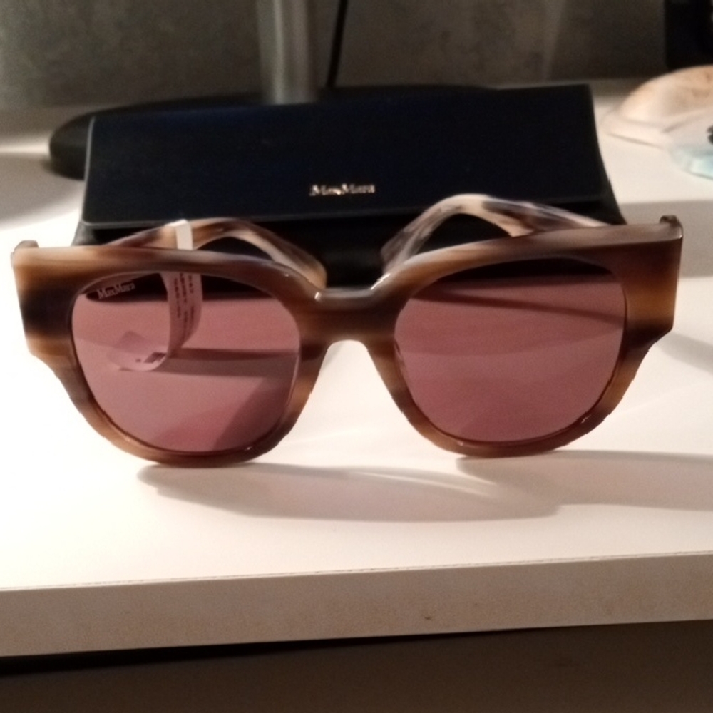 MaxMara Tortoise Shell Sunglasses with Pink Lenses